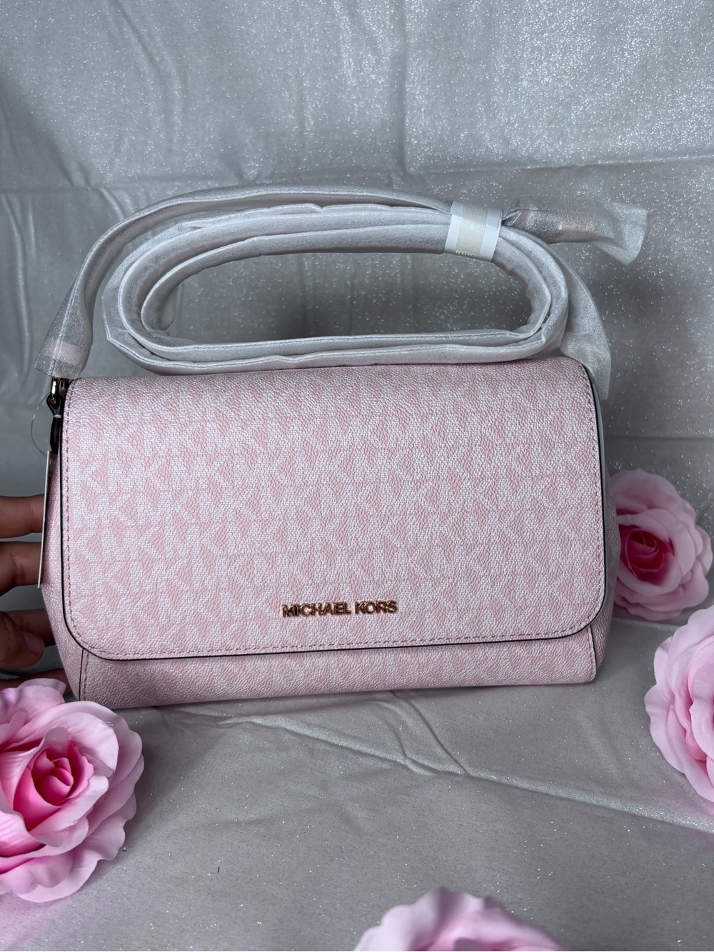 Michael Kors Blush Pink Crossbody Bag with Gold Logo